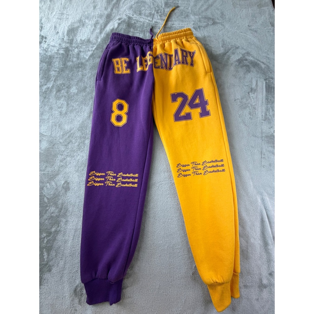 Bigger Than Basketball Sweatpants Mens M Purple Yellow Kobe Bryant Be Legendary
